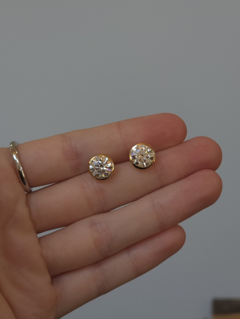 3.82 TCW Diamond Bezel Martini 14k Gold Earrings